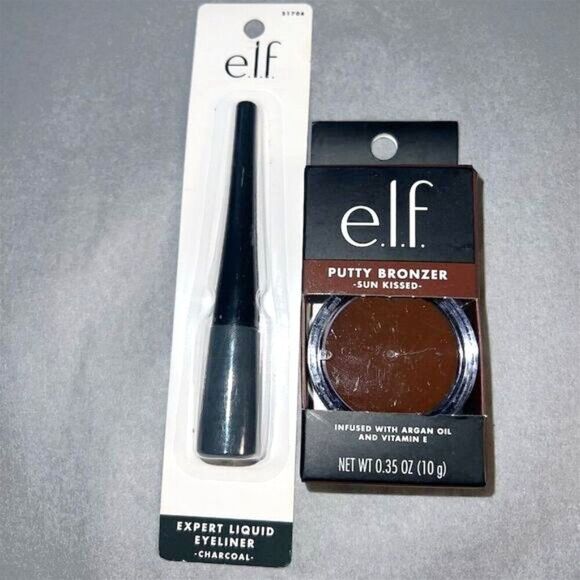 Elf Liquid Eyeliner & Putty Bronzer Set Charcoal Sun Kissed 2pc - Picture 1 of 4